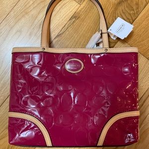 NEVER USED Coach purse- magenta/tan trim